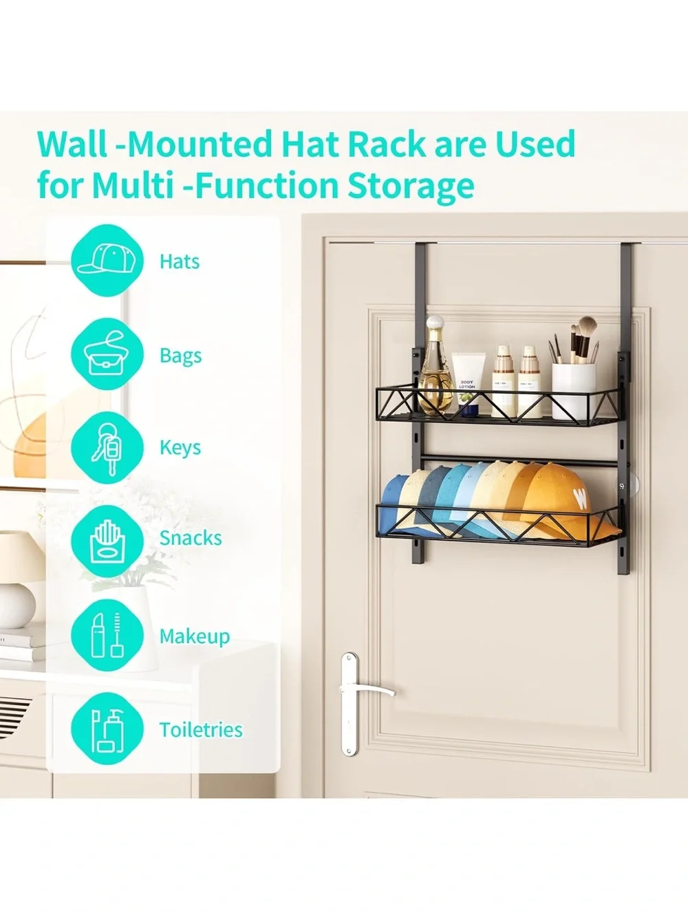 Over-the-Door Adjustable Metal Storage Rack - Black  **NEW IN BOX 📦